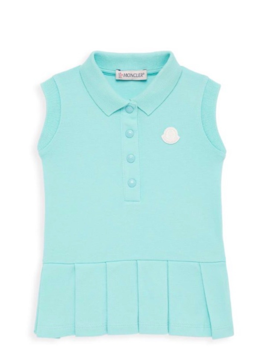 Moncler Girls Sleeveless Polo Dress in Aqua